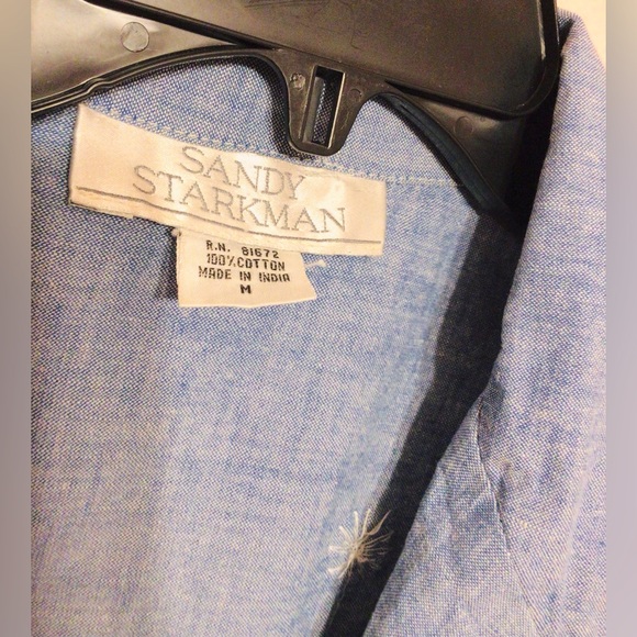 Vintage Susan Starkman lightweight denim flower sequin 2 button jacket medium - Picture 5 of 9